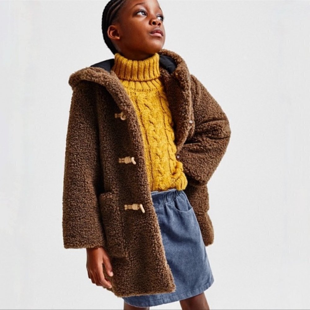 Zara Faux Shearling Coat with Toggles